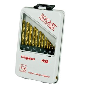 Jogo de Brocas Aço Rápido com Banho de Titânio 13 peças - Rocast
