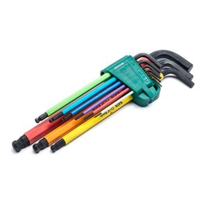 Jogo de Chave Allen Longa Color Hexagonal Abaulada 9 peças - Sata