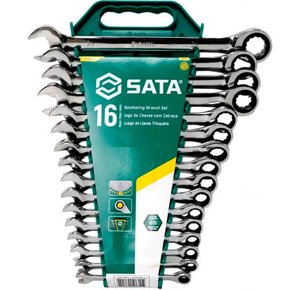 Jogo de Chave Combinada Catraca 8 a 21mm com 16 peças - Sata