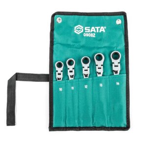 Jogo de Chave Combinada Catraca Cabeça Flexível 5 peças - Sata