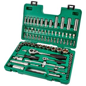 Jogo de Soquete Sextavado 1/4" 1/2" 86 Peças - ST09013SJ - Sata Jogo de Soquete Sextavado 1/4" 1/2" 86 Peças - ST09013SJ - Sata