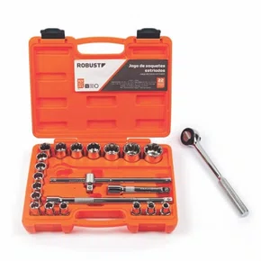 Jogo de Soquetes Estriados 1/2” – 22 peças - Robust