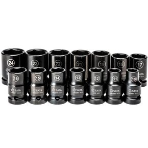 Jogo Soquete Impacto 1/2" De 10 à 24mm Sextavado - ST34397T - Sata Jogo Soquete Impacto 1/2" De 10 à 24mm Sextavado - ST34397T - Sata