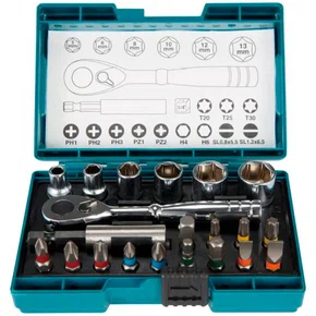 Kit de Bits e Soquetes 21 peças com Chave Catraca - B-54081 - Makita