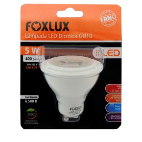 Lâmpada Dicróica Led GU10 5W 2700K Bivolt - Foxlux Lâmpada Dicróica Led GU10 5W 2700K Bivolt - Foxlux