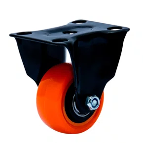 Rodízio Fixo Black 41mm 30kg com Placa e Roda Laranja - Colson