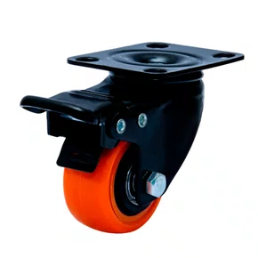 Rodízio Giratório Black 41mm 30kg com Placa e Freio e Roda Laranja - Colson