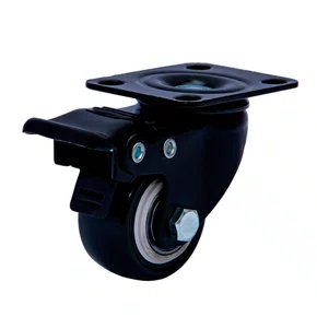 Rodízio Giratório Black 41mm 30kg com Placa e Freio e Roda Preto - Colson