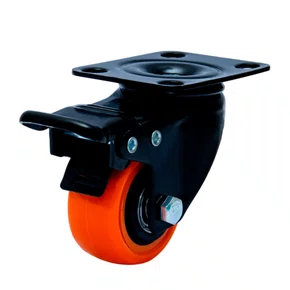 Rodízio Giratório Black 50mm 50kg com Placa e com Freio Roda Laranja - Colson