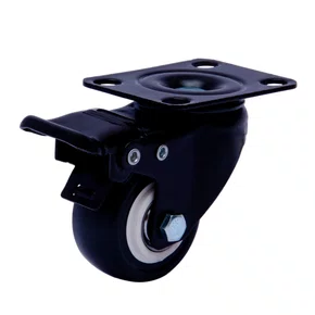 Rodízio Giratório Black 50mm 50kg com Placa e Freio Roda Preto - Colson