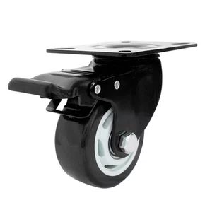 Rodízio Giratório com Freio Black 75mm 70kg Preto - Colson