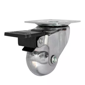 Rodízio Giratório Série Gel 35mm 30kg com Placa e Freio e Roda Transparente - Colson