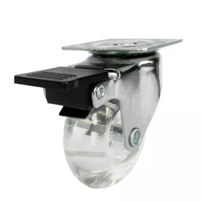 Rodízio Giratório Série Gel 50mm 40kg com Placa e Freio Roda Transparente - Colson