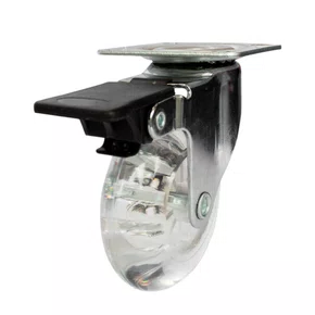 Rodízio Giratório Série Gel com Placa e Freio 75mm 50kg Transparente - Colson