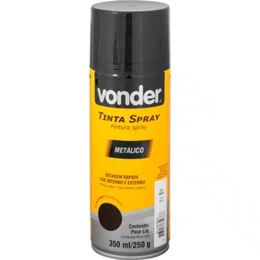 Tinta em Spray Metálico Preto 350ml/250g - Vonder