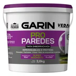 Tinta Emborrachada Impermeabilizante Pro Paredes Branca 3.6KG - GARIN Tinta Emborrachada Impermeabilizante Pro Paredes Branca 3.6KG - GARIN