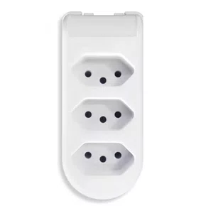 Tomada em Barra 3 Vias Branca 2P + T 10A 250V - Pluzie
