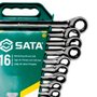 Jogo de Chave Combinada Catraca 8 a 21mm com 16 peças - Sata