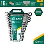 Jogo de Chave Combinada Catraca 8 a 21mm com 16 peças - Sata