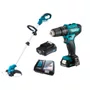 Parafusadeira Furadeira HP333DWYX3 + Aparador de Grama UR100DZX + Bateria BL1021B 12V Kit - Makita KITHP333+UR
