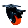Rodízio Giratório Black 41mm 30kg com Placa e Freio e Roda Laranja - Colson
