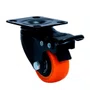 Rodízio Giratório Black 50mm 50kg com Placa e com Freio Roda Laranja - Colson